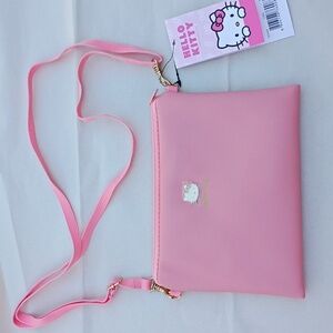 Hello Kitty Crossbody Bag Adjustable Strap Pink Soft Leather